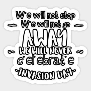 We will not stop we will not go away Sticker